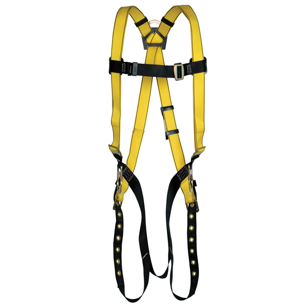 SAFETY WORKS 10096481 Harness with 3 D-Ring, Standard, 400 lb, Polyester Webbing, Black/Yellow - 1