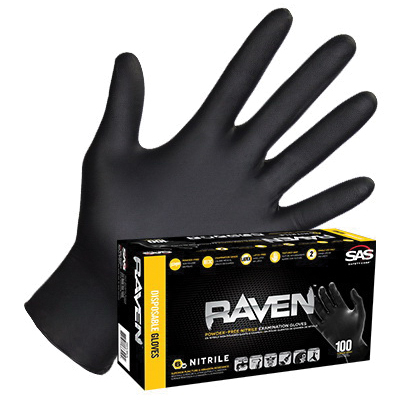 SAS Safety Corp Raven 66516 Disposable Gloves, S, Nitrile, Powder-Free, Black - 2