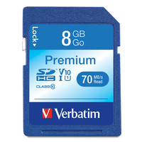 Verbatim 96318 Memory Card, SDHC, Specifications: 8 GB Storage Capacity, Class 10 Speed