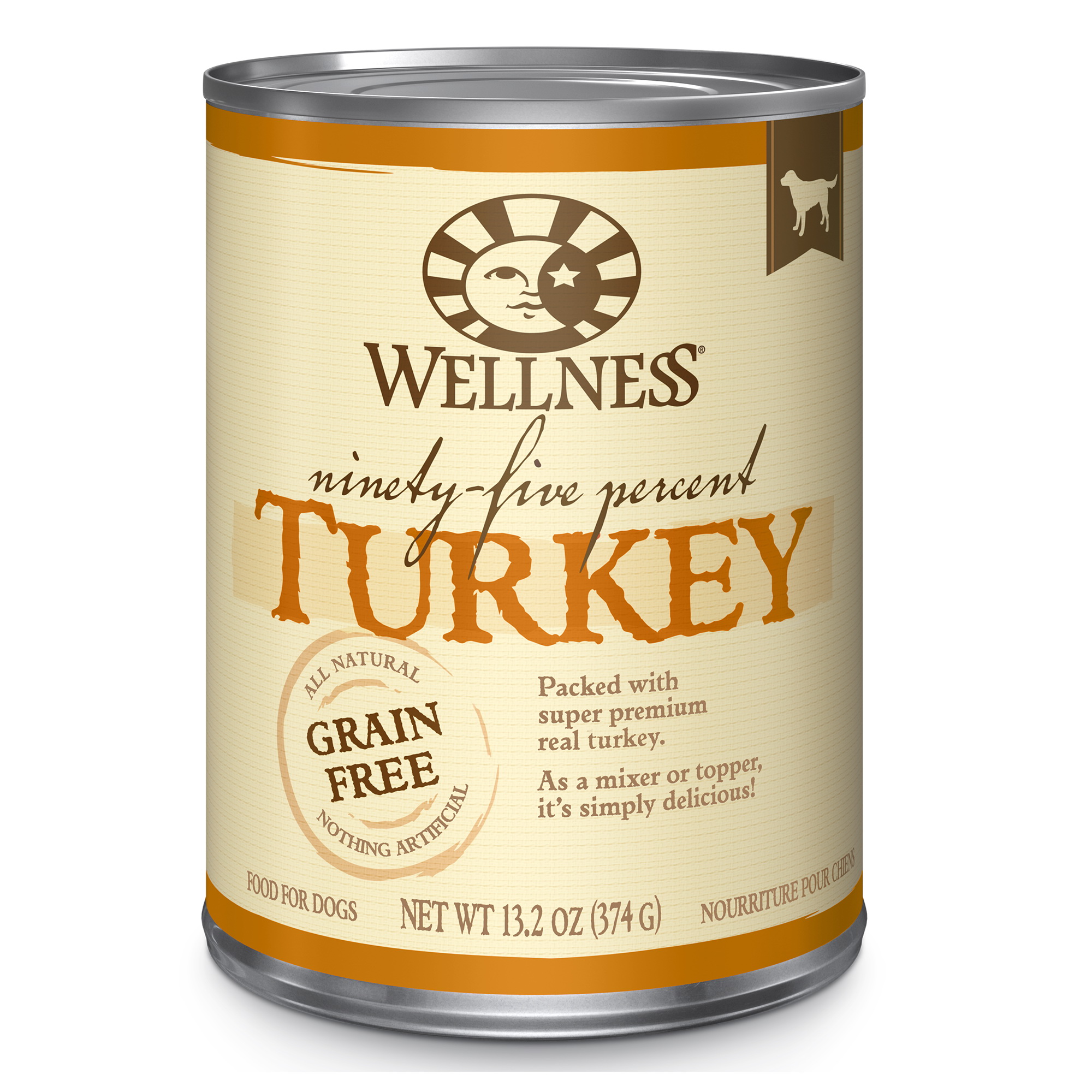 Wellness 4894537 Dog Food, Turkey Flavor, 13.2 oz Can - 1