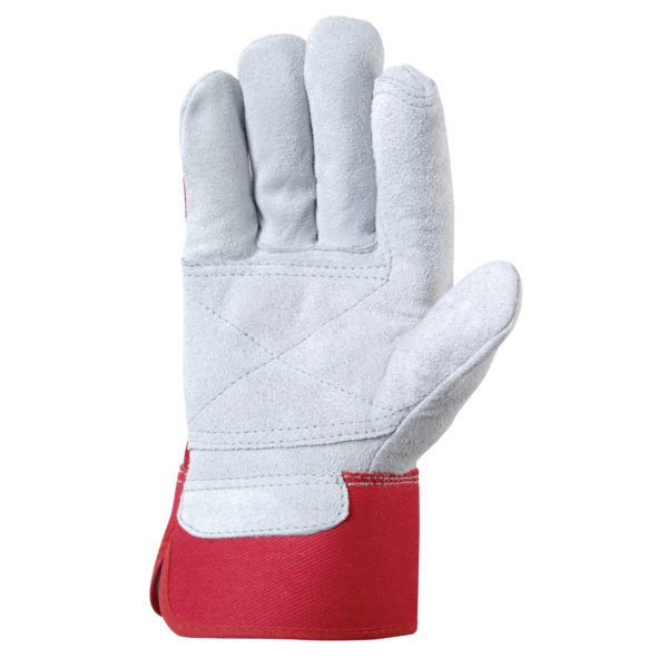 Wells Lamont 4050-XL Heavy-Duty Work Gloves, Men's, XL, 10 to 10-1/2 in L, Cowhide Leather, Gray/Orange/Red - 2
