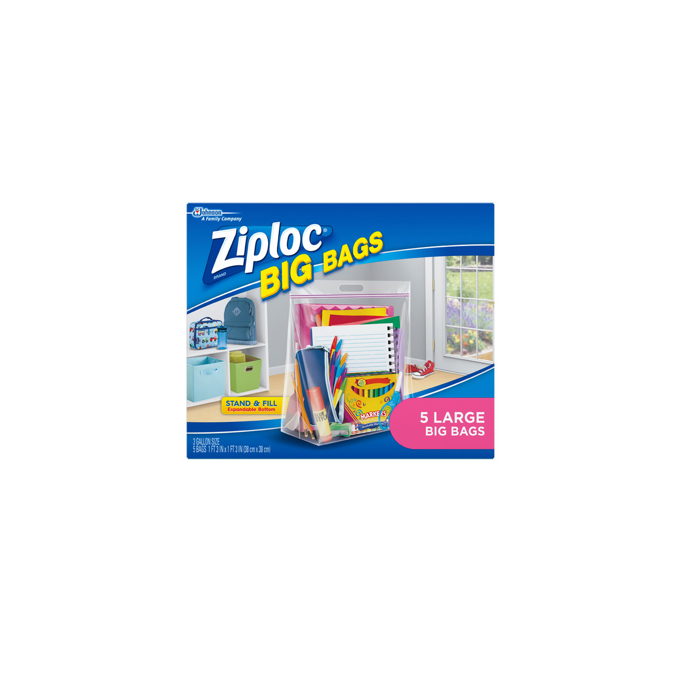 Ziploc 71592 Big Bag, 3 gal, Plastic, 15 in L, 15 in W