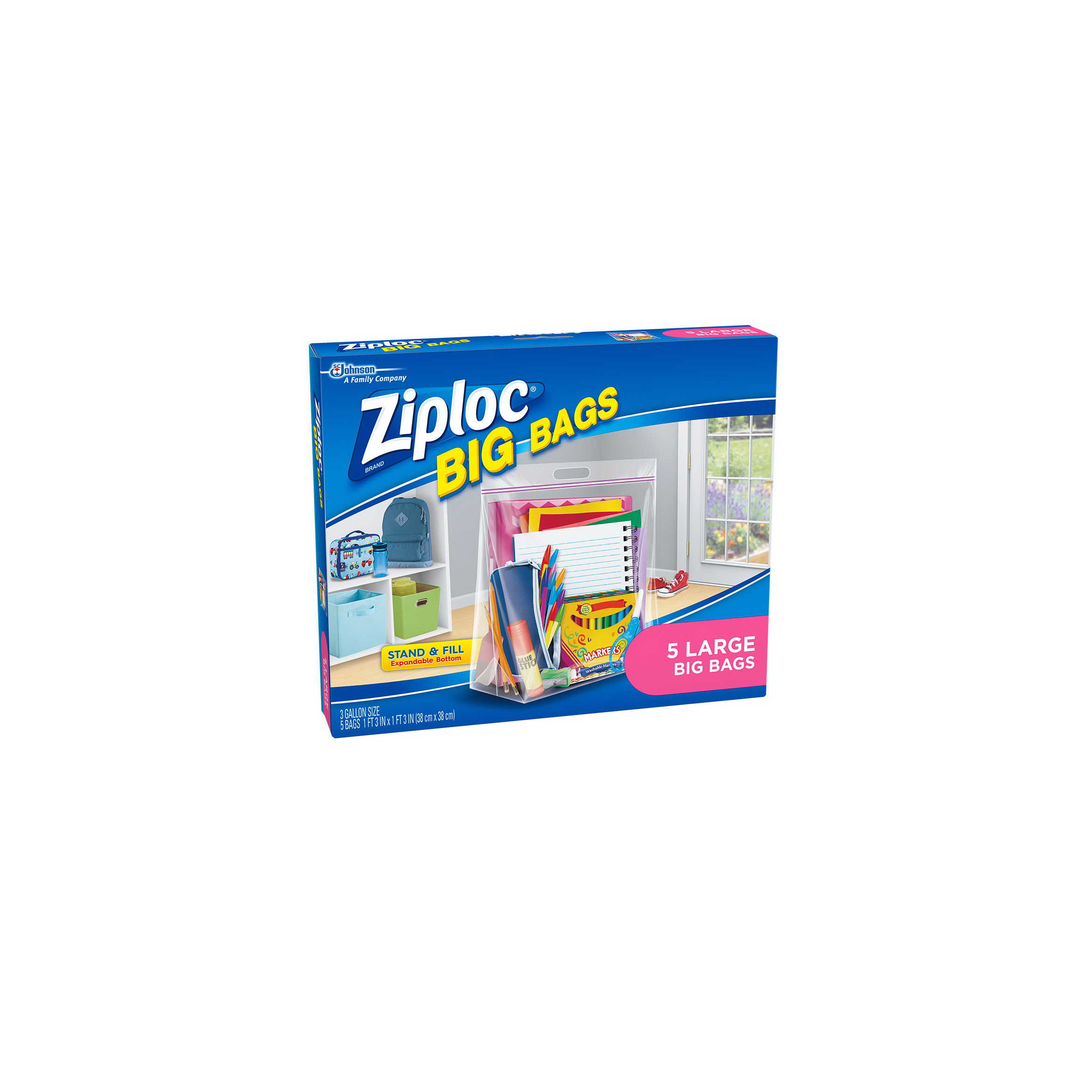 Ziploc 71592 Big Bag, 3 gal, Plastic, 15 in L, 15 in W
