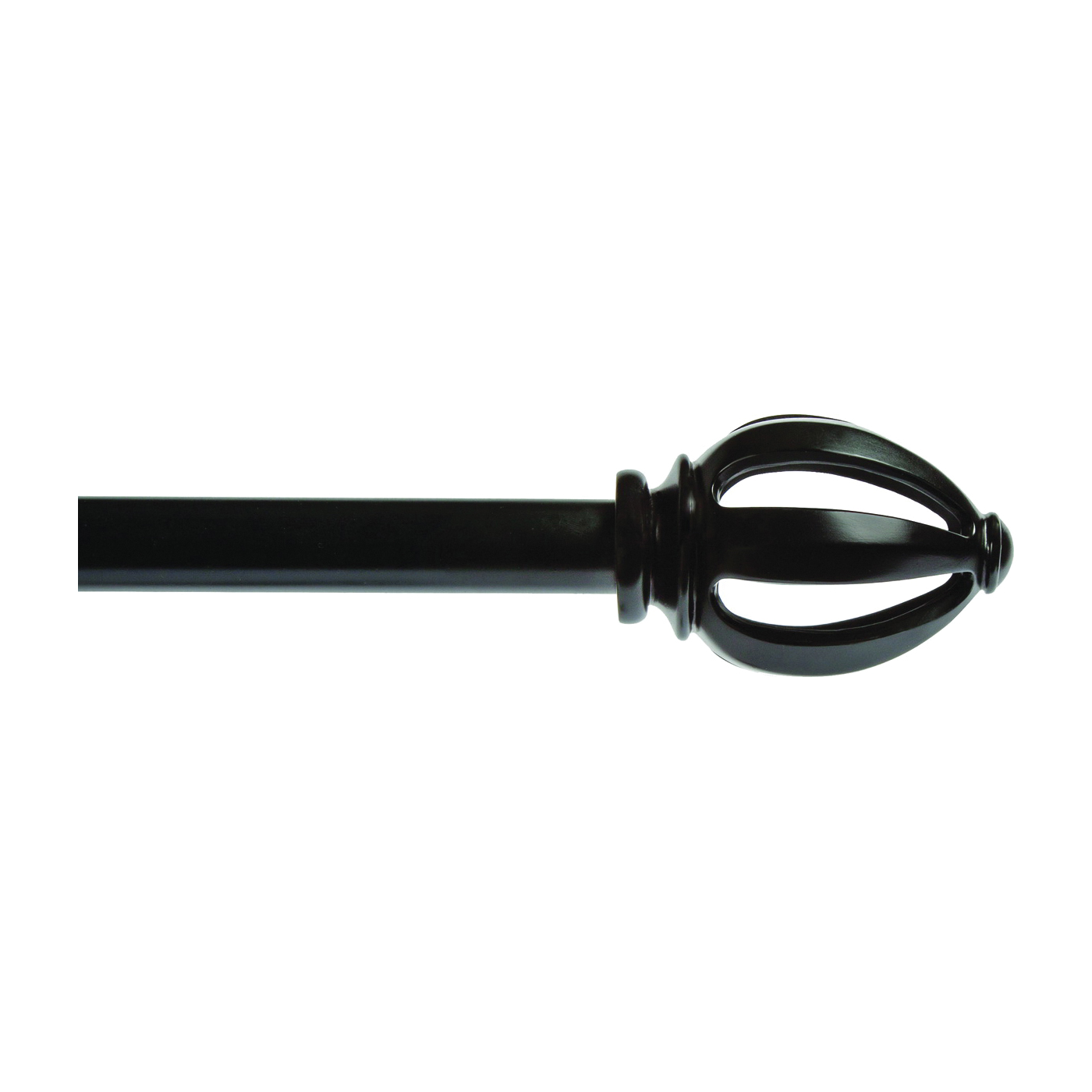 KN80209 Curtain Rod, 3/4 in Dia, 36 to 66 in L, Metal, Black