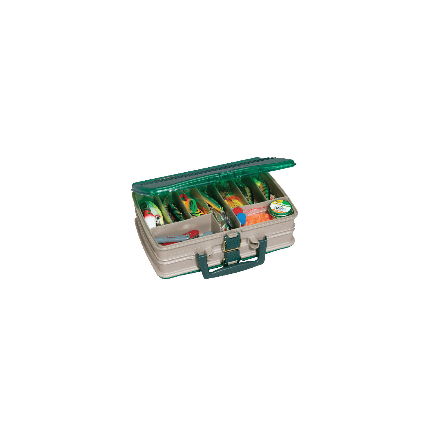 Plano 112000 Satchel, 12.63 in D, 20-Compartment, Green/Sandstone