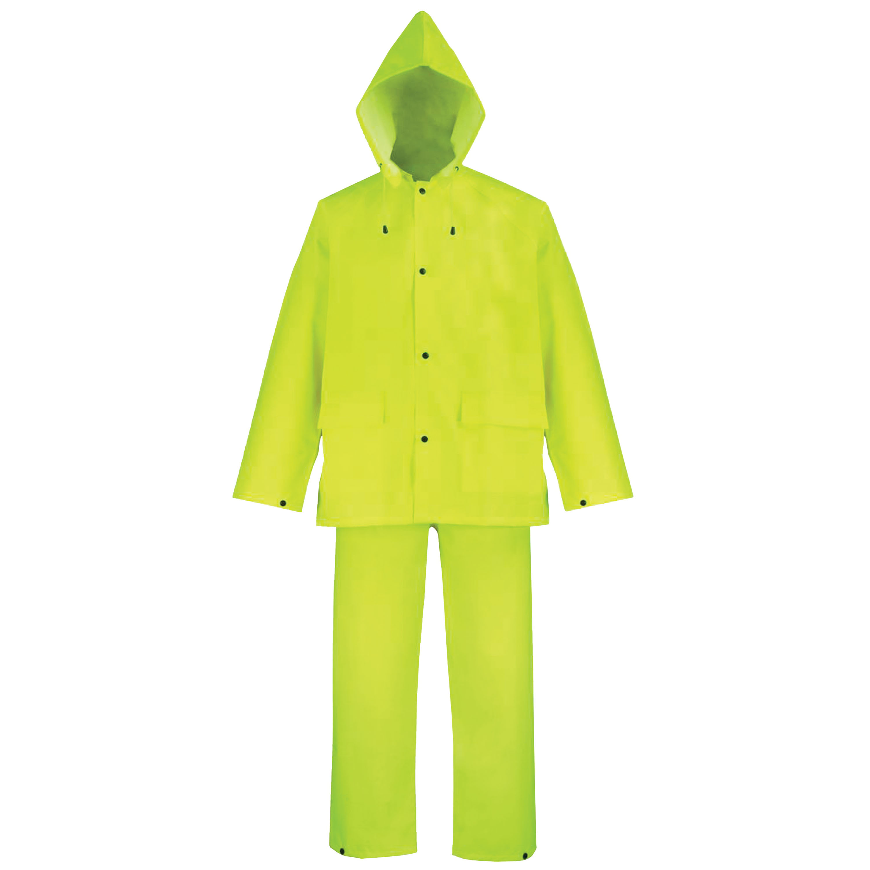 OX025PU-M Rain Suit, M, 28-1/2 in Inseam, Polyester, Hi-Viz Yellow, Comfortable Oxford Polyester Collar