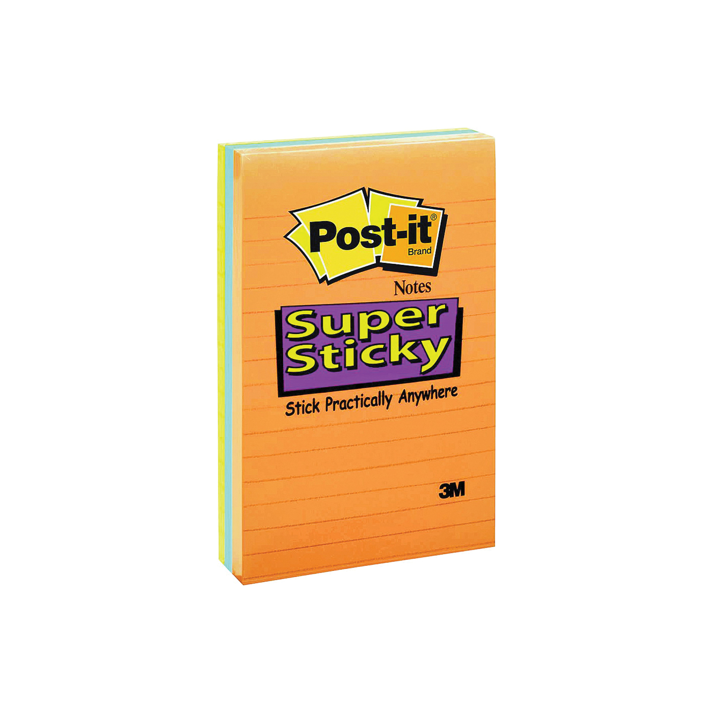 4645-35SAN Super Sticky Note, Assorted Neon