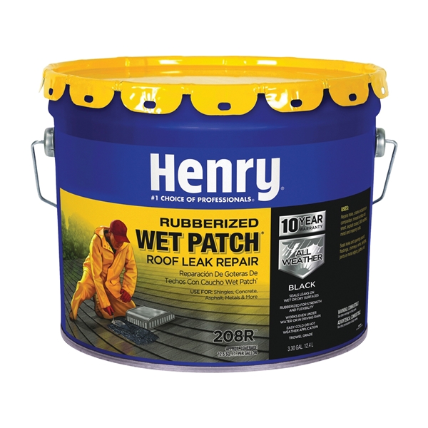 Henry Wet Patch 208 HE208R061 Roof Cement, Black, Liquid, 3.5 gal Can - 2