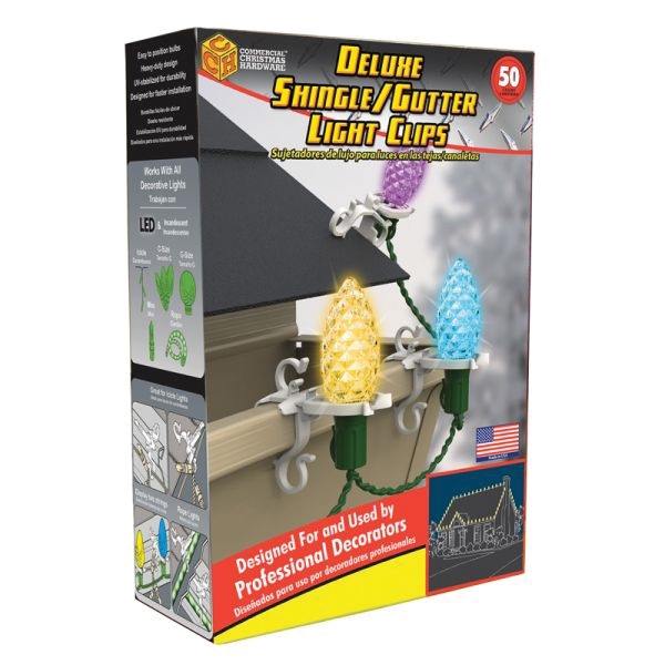 Adams 9060-99-5635 Shingle/Gutter Light Clip, Deluxe, Plastic, White - 4