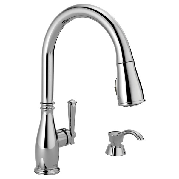Delta Charmaine Series 19962Z-SD-DST Pull-Down Kitchen Faucet, 1.8 gpm, 1-Handle, 1, 2, 3, 4-Faucet Hole, Metal