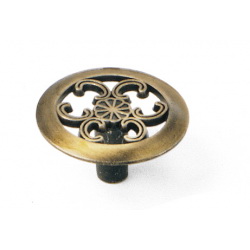 Laurey 79005 Laurey Classic Traditions Series 79005 Cabinet Knob, 3/4 in Projection, Zinc, Antique Brass - 1