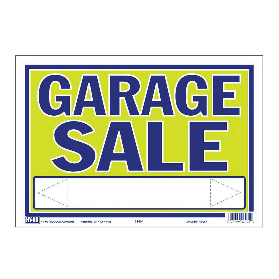 22404 Neon Sign, GARAGE SALE, Blue Legend, Yellow Background, Plastic, 9 in H x 13 in W Dimensions