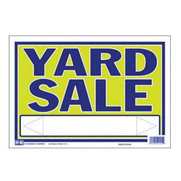 22407 Neon Sign, YARD SALE, Blue Legend, Yellow Background, Plastic, 9 in H x 13 in W Dimensions