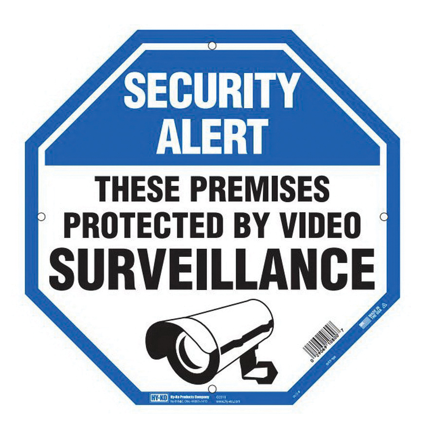 OCT-100 Property Sign, Octagon, SECURITY ALERT THESE PREMISES PROTECTED BY VIDEO SURVEILLANCE, Plastic