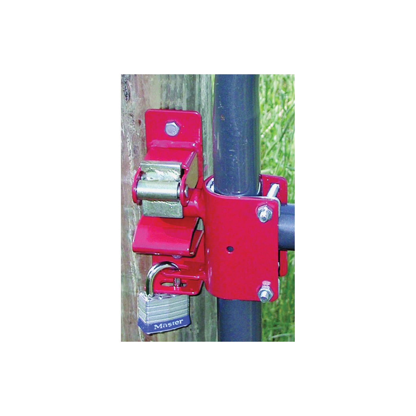 S16100500 Gate Latch, 1-Way, Lockable, Steel, Red, For: 1-5/8 to 2 in OD Round Tube Gate
