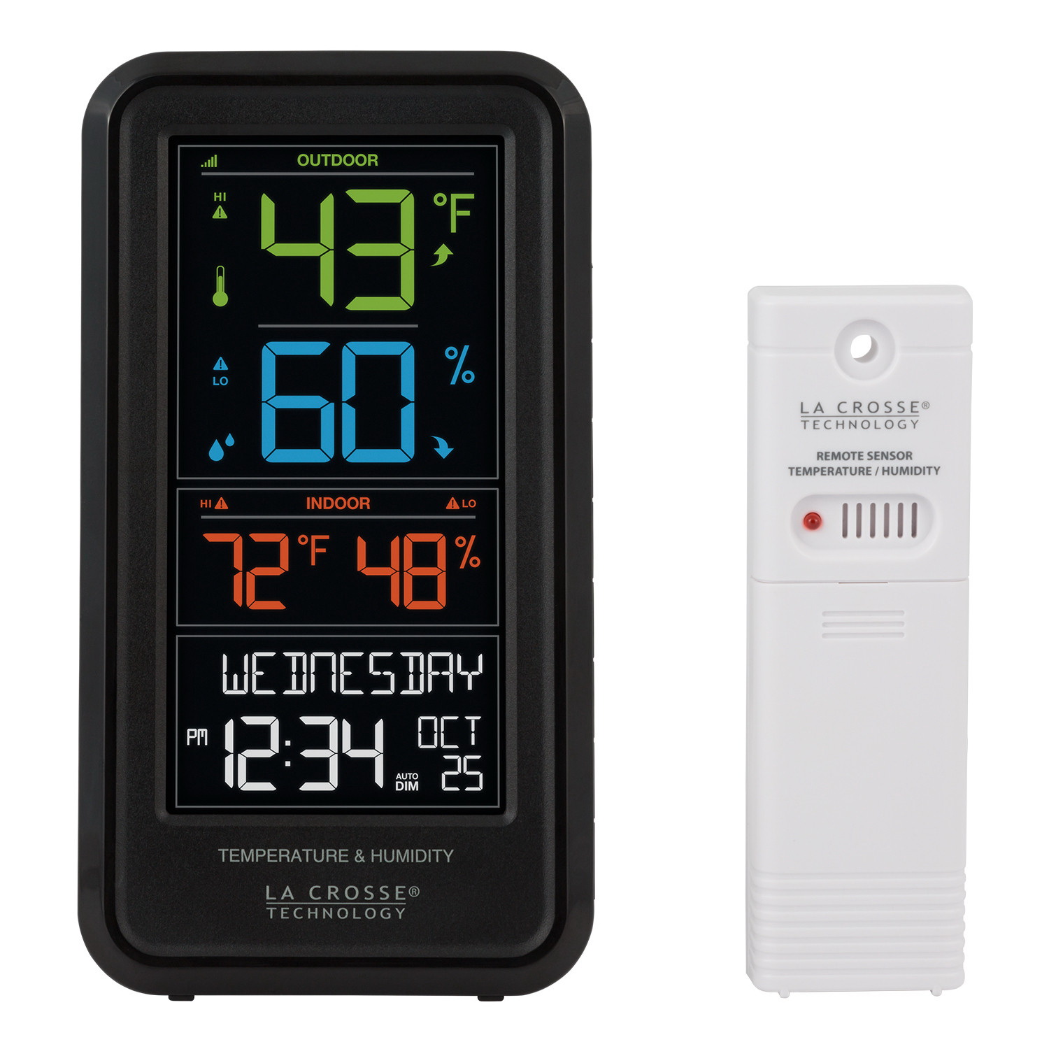 La Crosse S82967 Weather Station, Battery, 32 to 99 deg F Indoor,-40 to 140 deg F Outdoor, 10 to 99 % Humidity Range - 3
