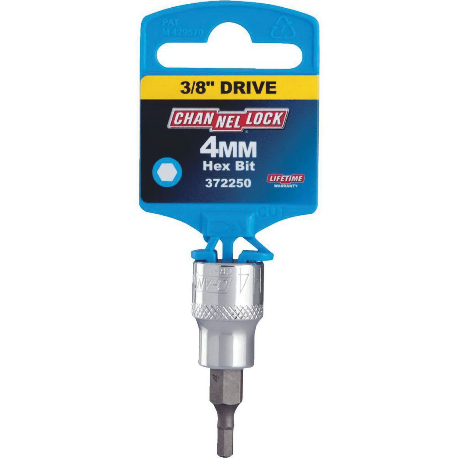 6-Point Hex Bit Socket, Channellock, 4 mm Tip, 3/8 in Drive, Chrome, 50-pk - 2