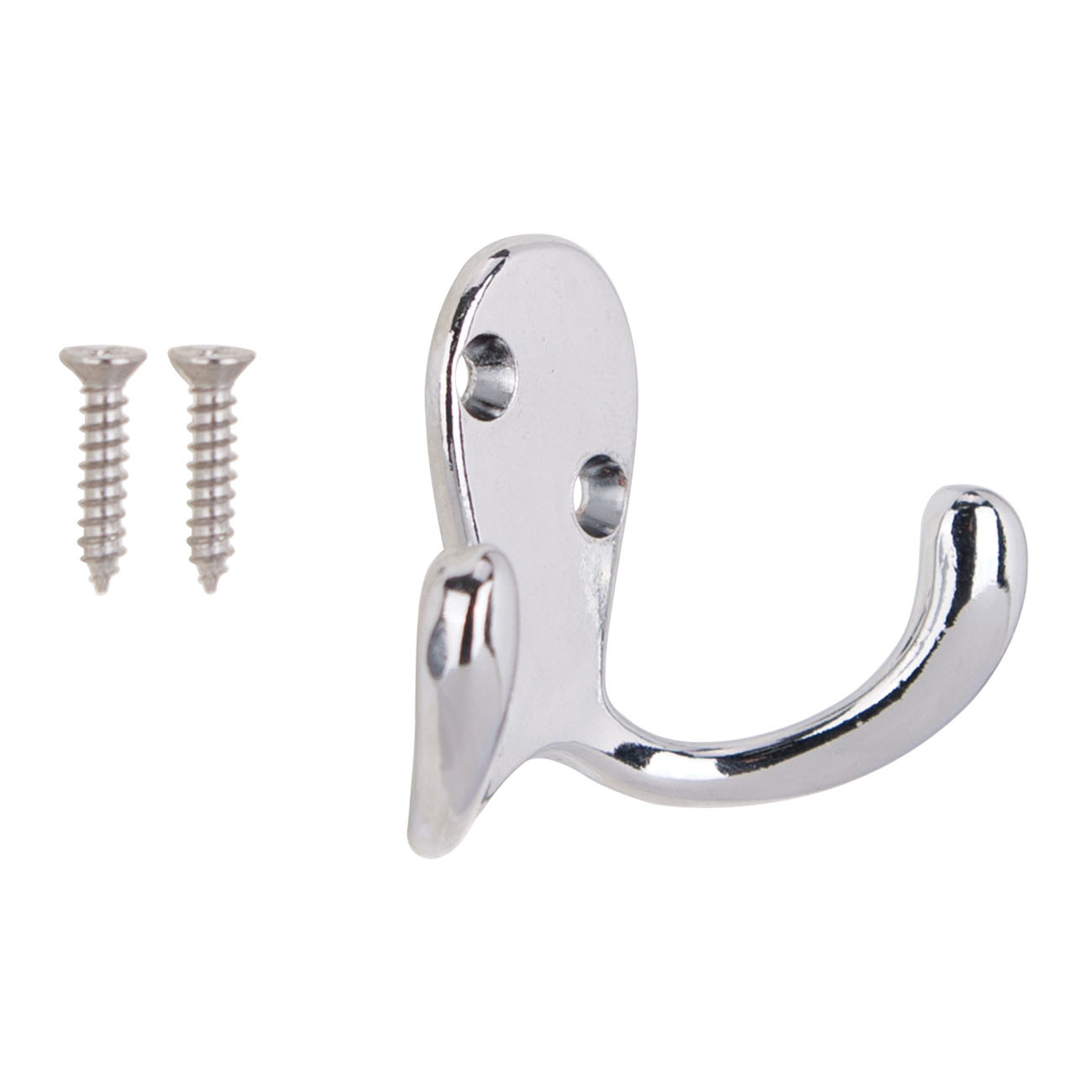 23263CHB3L-PS Coat and Hat Hook, 22 lb, 2-Hook, 7/8 in Opening, Zinc, Chrome