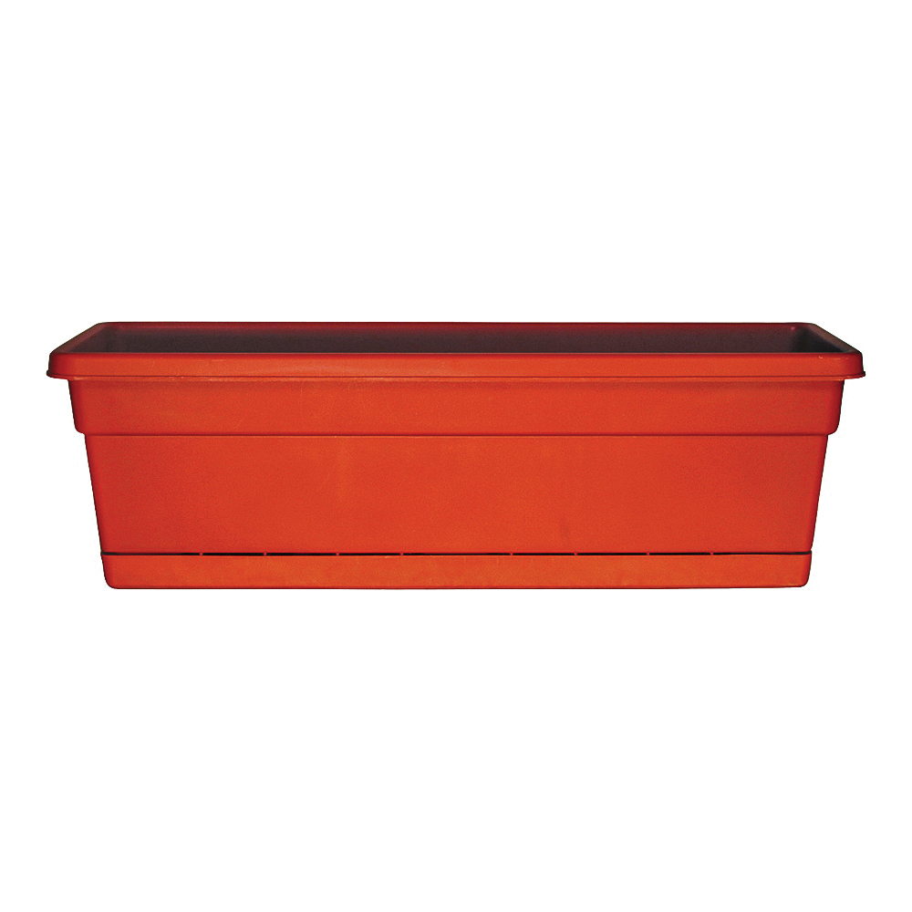 WB3012TC Window Box Planter, 29-3/4 in W, 8 in D, Plastic, Terracotta