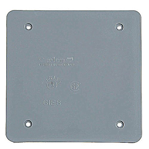 E9802CN-CAR Weatherproof Blank Cover, Rectangular, 2 -Gang, PVC, Gray