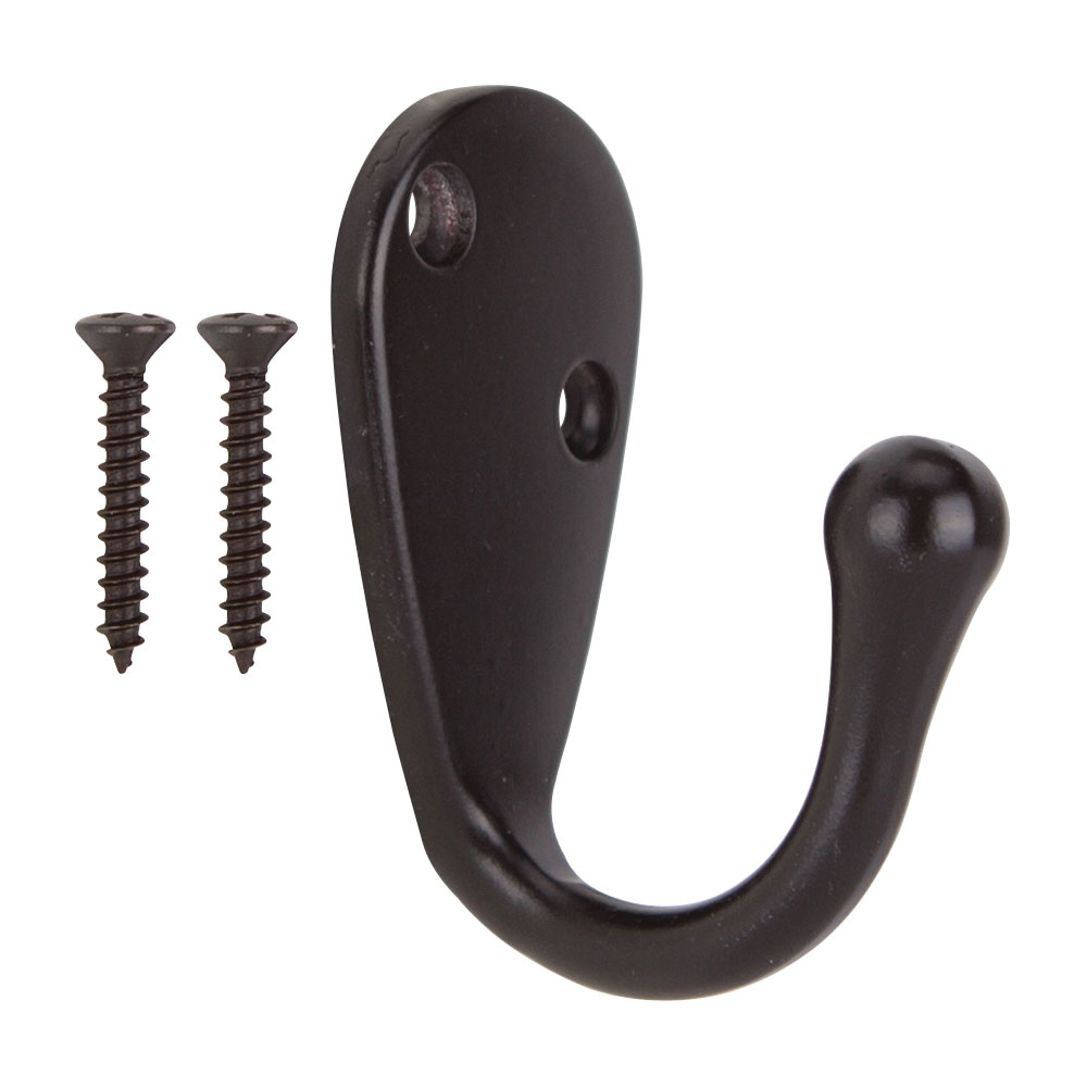 H63ORB-PS Coat and Hat Hook, 22 lb, 1-Hook, 1-1/8 in Opening, Zinc, Oil-Rubbed Bronze