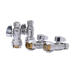 SharkBite 23037LFA4 Straight Valve, 1/2 x 3/8 in Connection, Push-Fit x OD Compression, 200 psi Pressure, DZR Brass Body