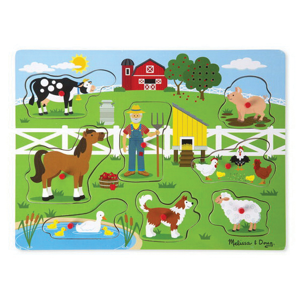 Melissa & Doug 738 Old MacDonald's Farm Sound Puzzle, 2 years and Up, Internal Light/Music: Internal Light and Music