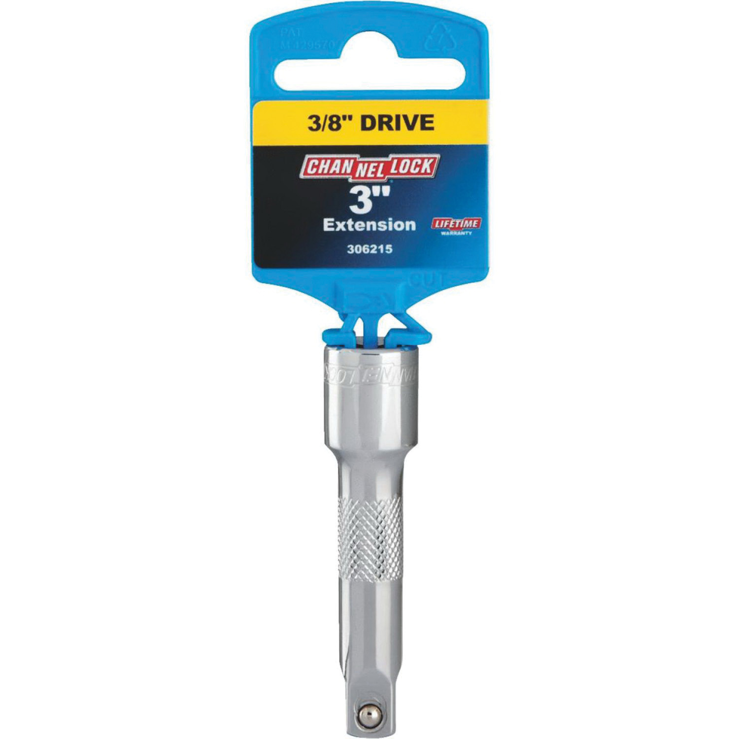 Channellock 306215 Socket Extension with Textured Band, 3/8 in Drive, 3 in L, Chrome