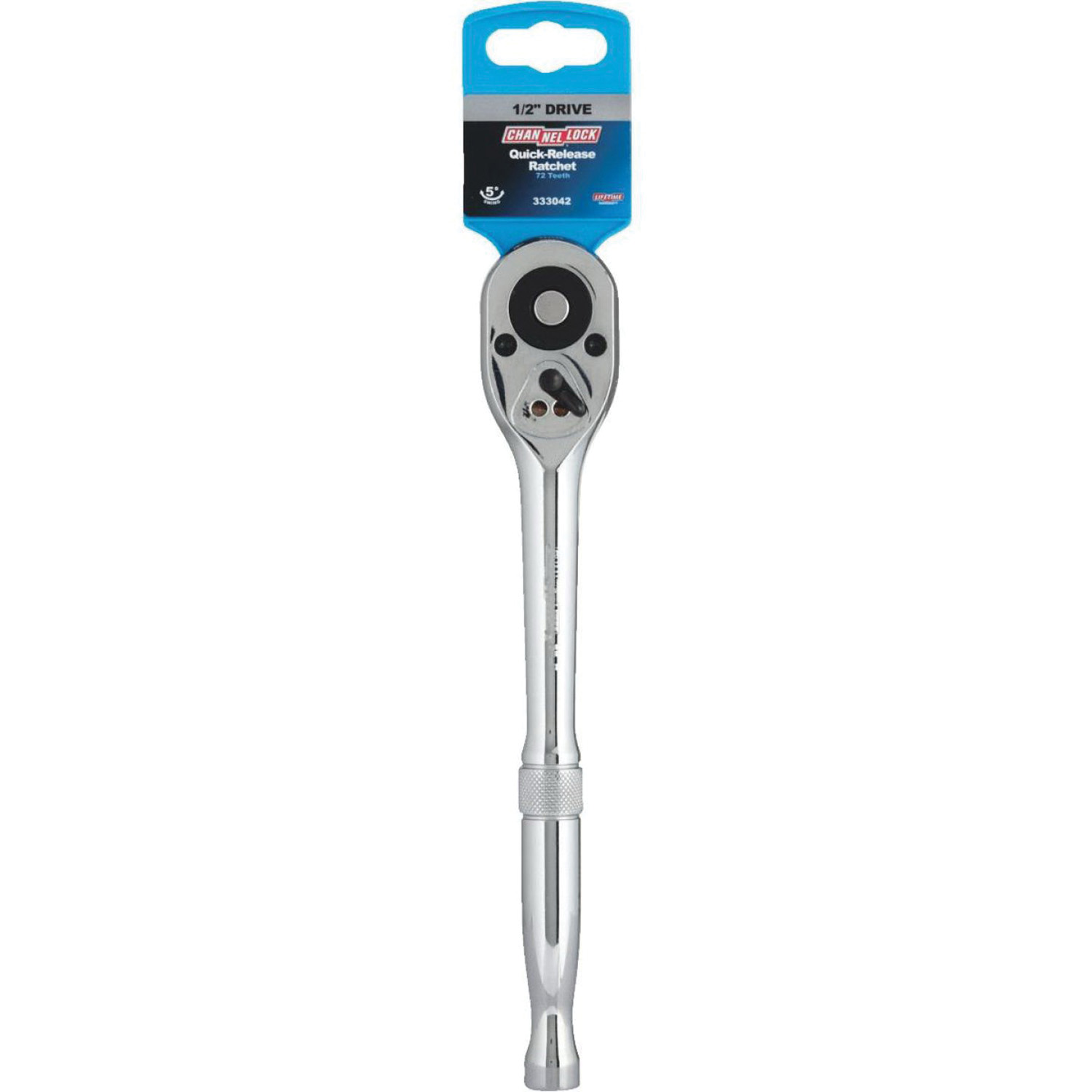 Channellock 333042 Ratchet, SAE, 1/2 in Drive, 9-3/4 in L, Vanadium Steel, Chrome