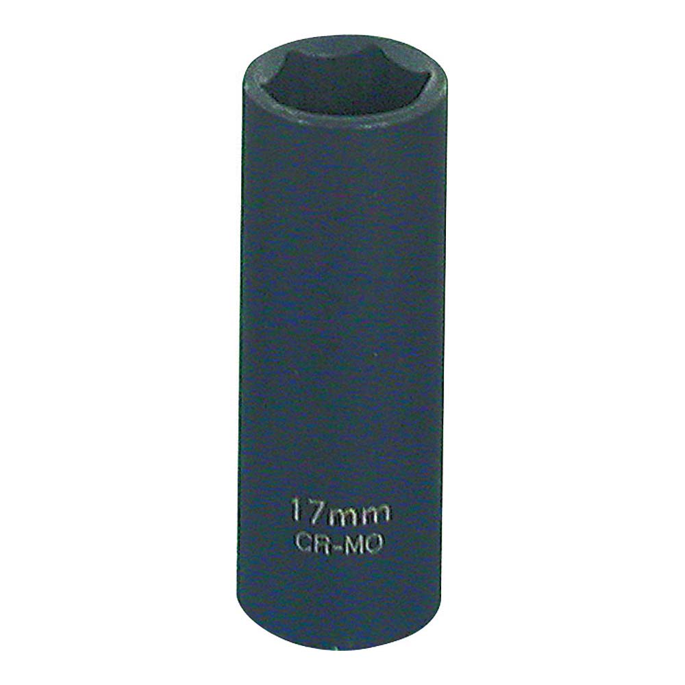 MT6580147 Deep Impact Socket, 17 mm Socket, 3/8 in Drive, Deep Drive, 6-Point, Chrome Molybdenum Steel