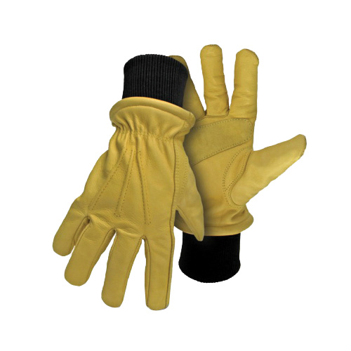 4190-L Gloves, L, Keystone Thumb, Knit Wrist Cuff, Cow Leather