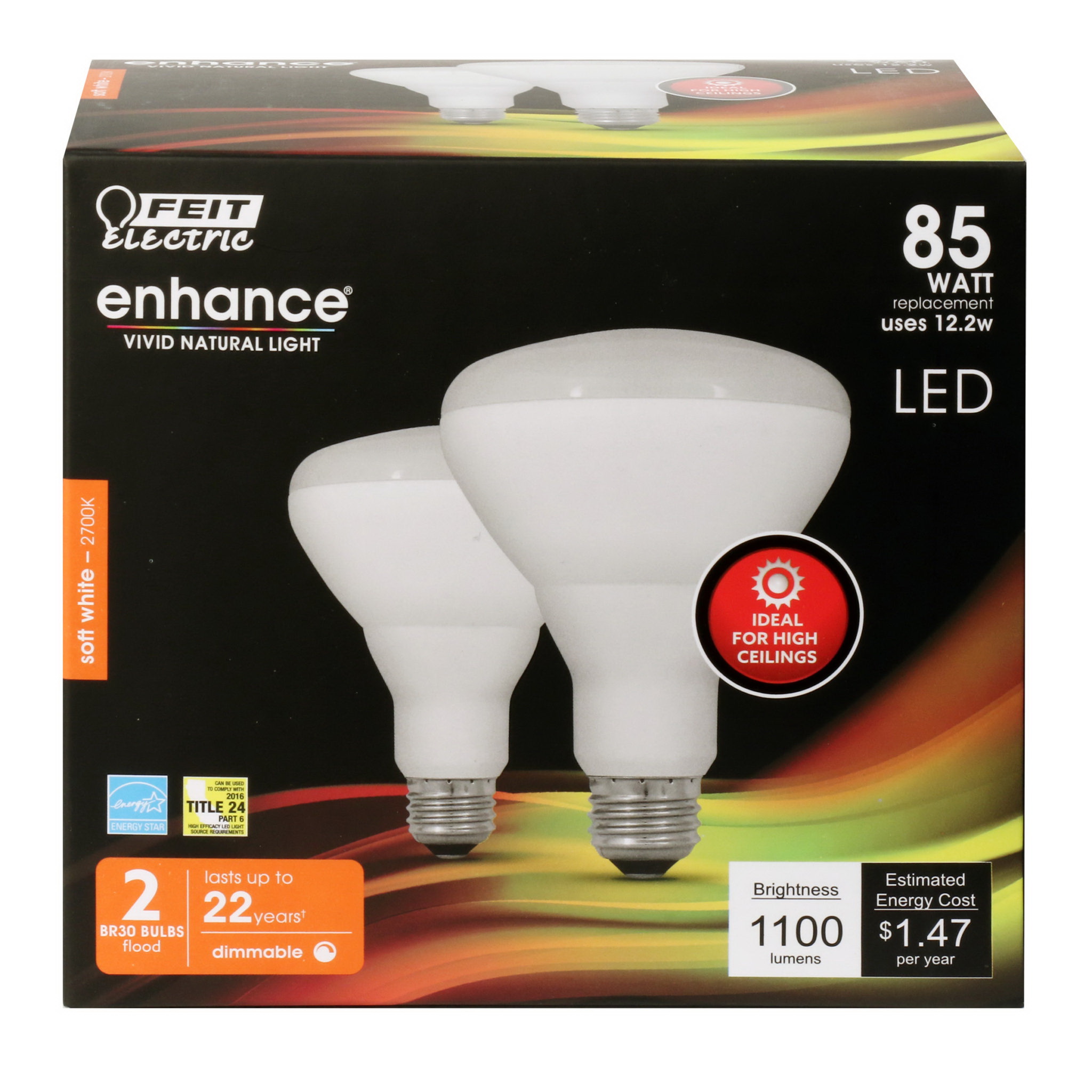 Feit Electric BR30DMHO/927CA/2 LED Light Bulb, Flood/Spotlight, BR30 Lamp, 85 W Equivalent, E26 Lamp Base, Dimmable - 2