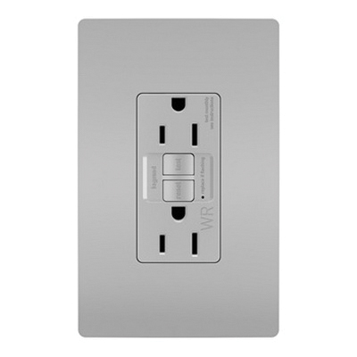 radiant 1597TRWRGRYCCD4 GFCI Receptacle, 125 VAC, 15 A, NEMA: NEMA 5-15R, Gray