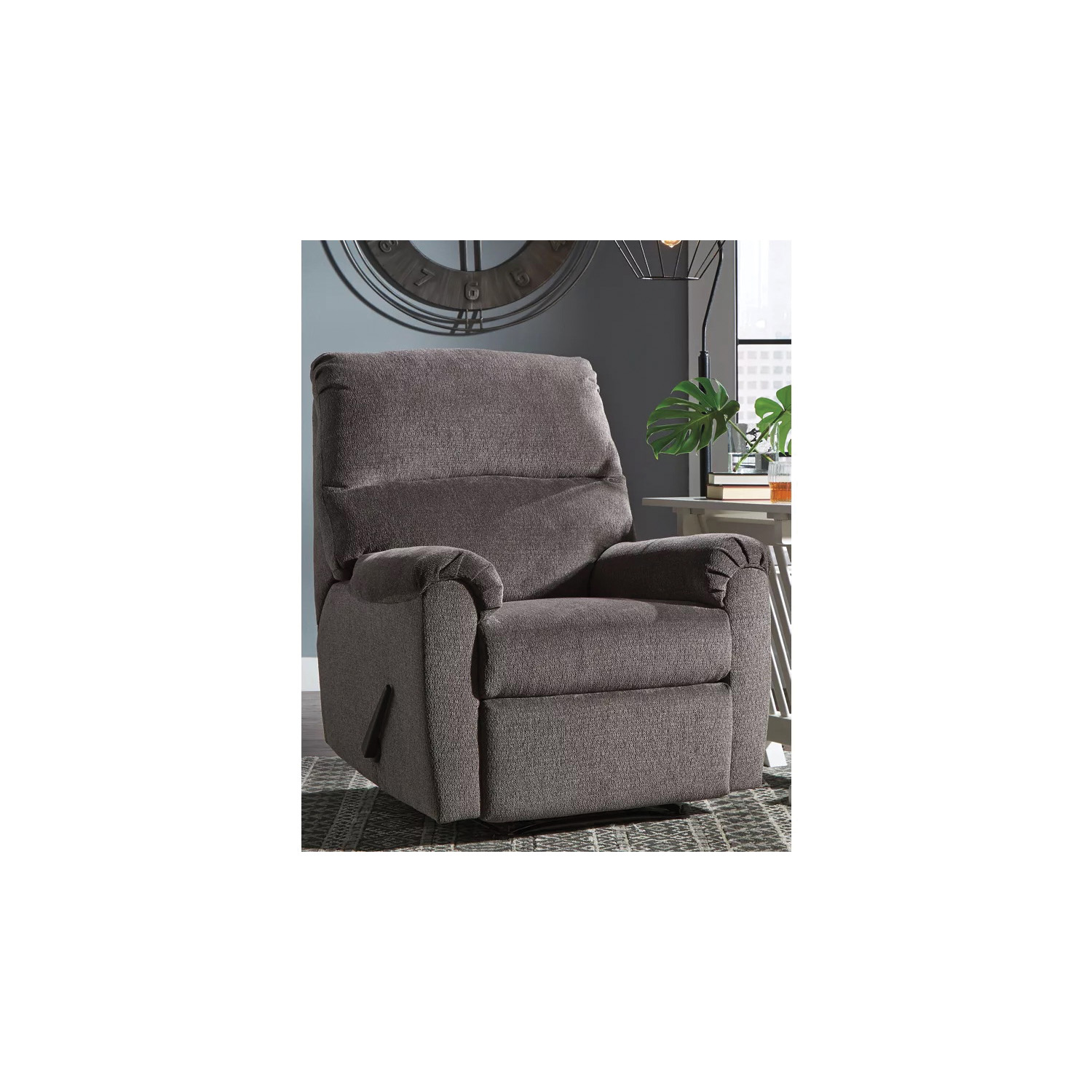 Signature Design By Ashley Nerviano 1080329 Recliner, 35 in W, 39 in D, 41 in H, 20 in H Seat, Polyester, Gray