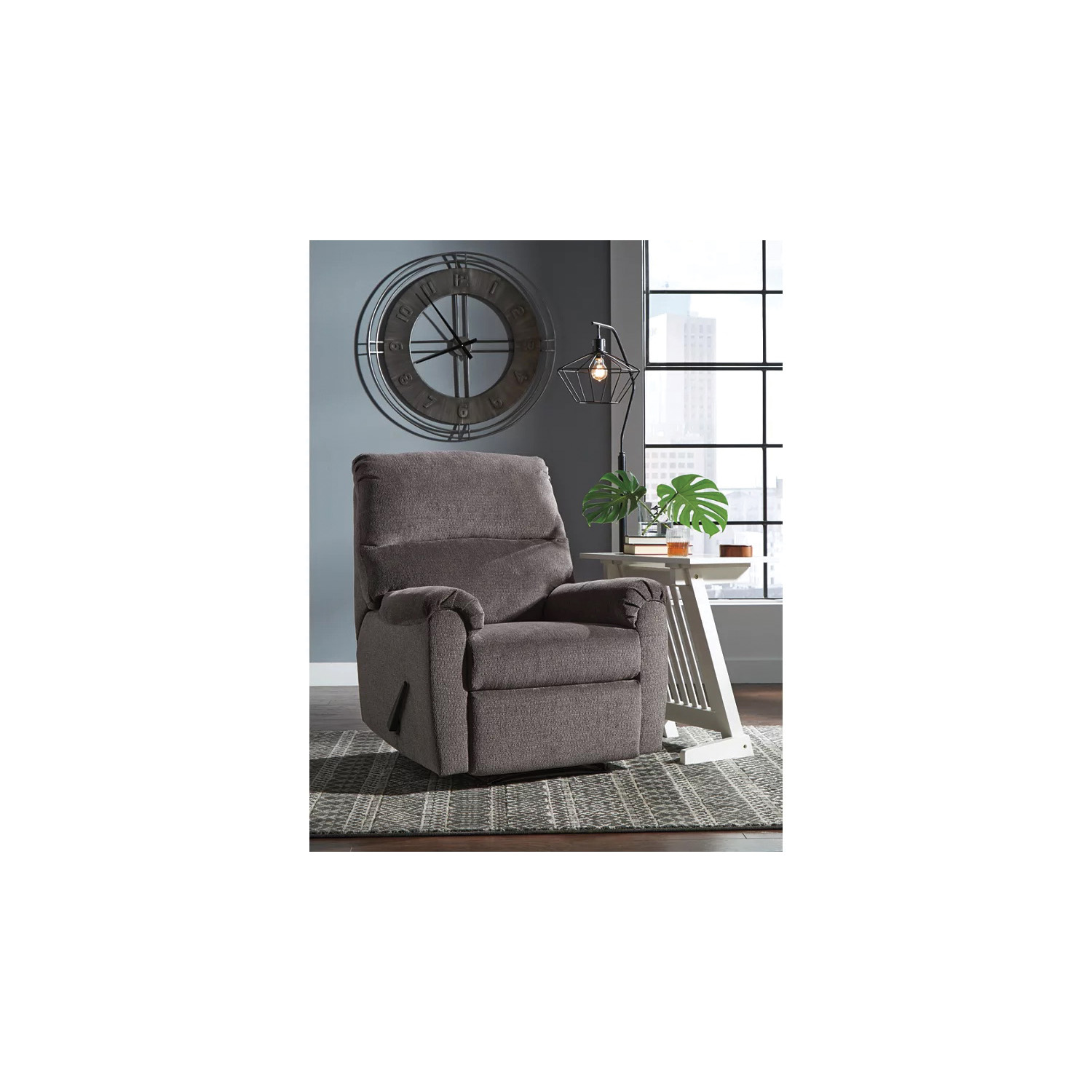 Signature Design By Ashley Nerviano 1080329 Recliner, 35 in W, 39 in D, 41 in H, 20 in H Seat, Polyester, Gray