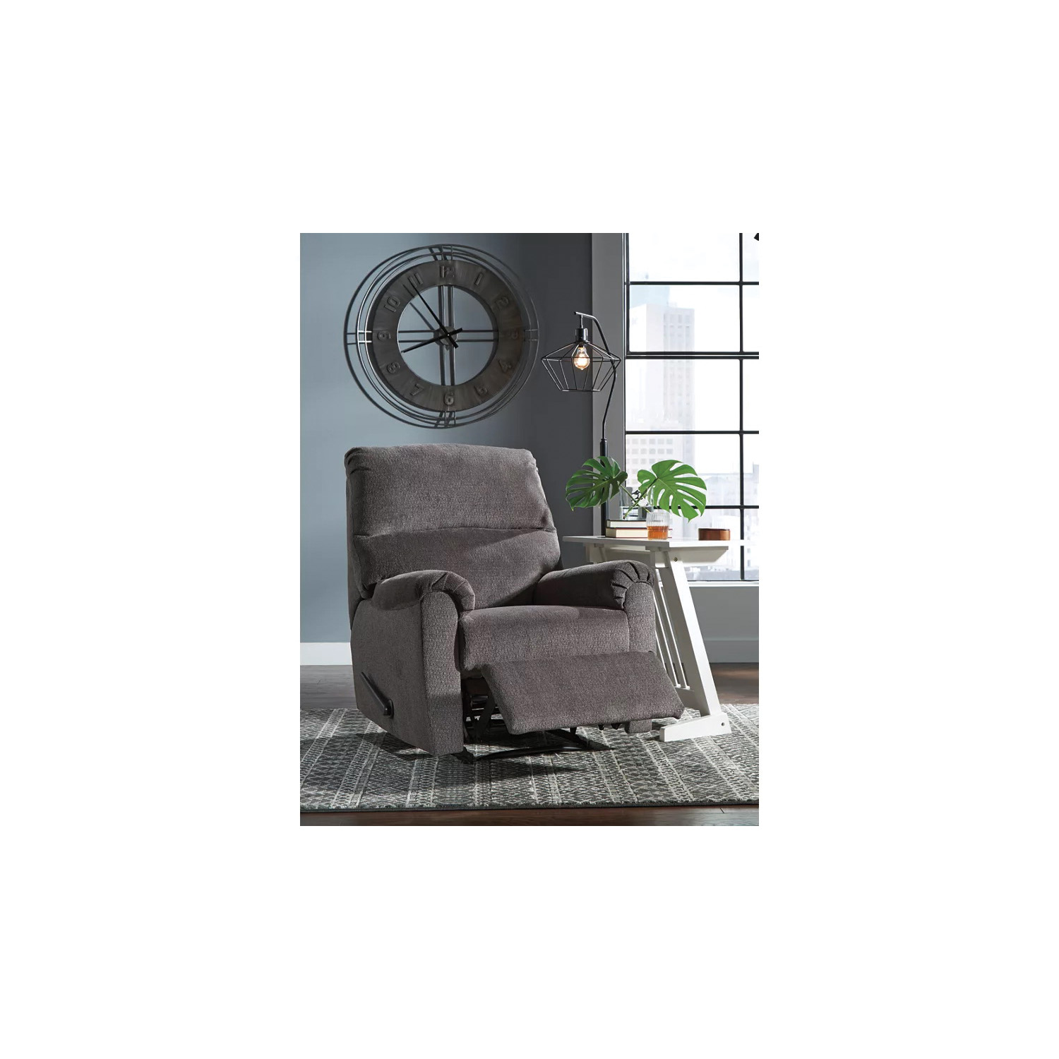 Signature Design By Ashley Nerviano 1080329 Recliner, 35 in W, 39 in D, 41 in H, 20 in H Seat, Polyester, Gray