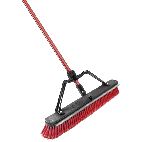 1230 Multi-Surface Squeegee Push Broom, 25-1/2 in Sweep Face, 3 in L Trim, Recycled PET Bristle, 64 in L, Red