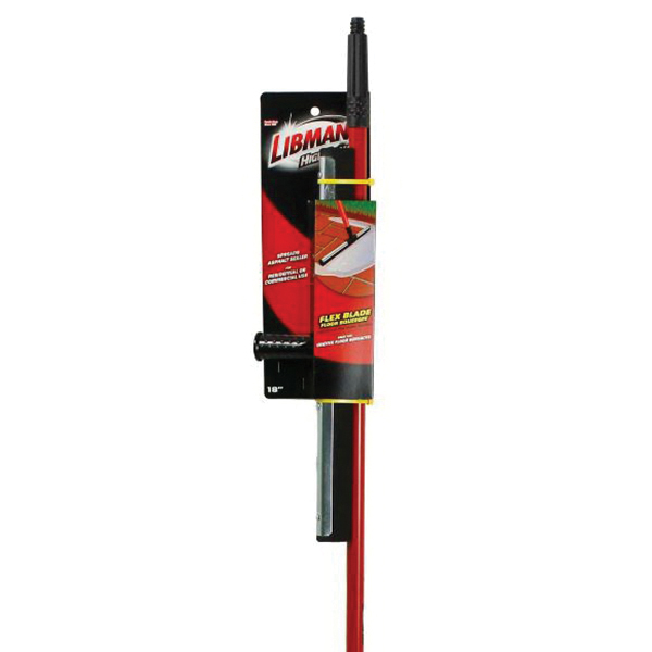 Libman 191 Flexible Blade Floor Squeegee, 18 in Blade, Straight Double Blade, Rubber Blade, Steel Handle, Red