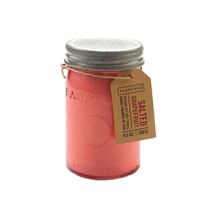 Paddywax Relish RJ810 Candle, 9.5 oz Candle, Salted Grapefruit Fragrance, 60 hr Burning, Pink Candle