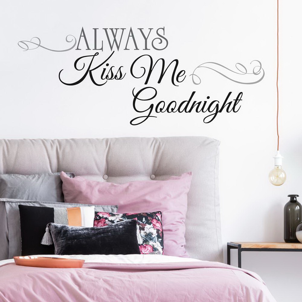 RoomMates RMK2084SCS Wall Decal, 18 in L, 10 in W, Always Kiss Me Goodnight, Black