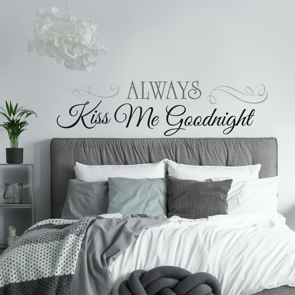 RoomMates RMK2084SCS Wall Decal, 18 in L, 10 in W, Always Kiss Me Goodnight, Black