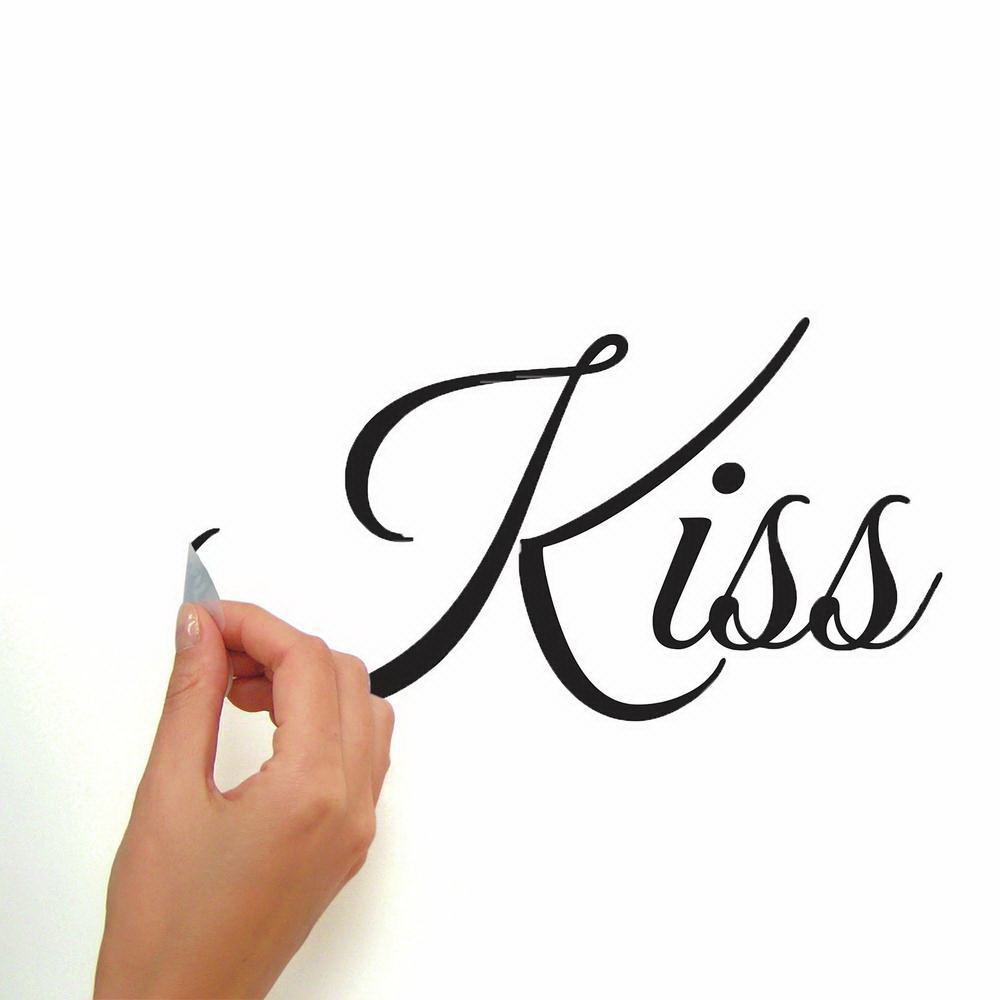 RoomMates RMK2084SCS Wall Decal, 18 in L, 10 in W, Always Kiss Me Goodnight, Black