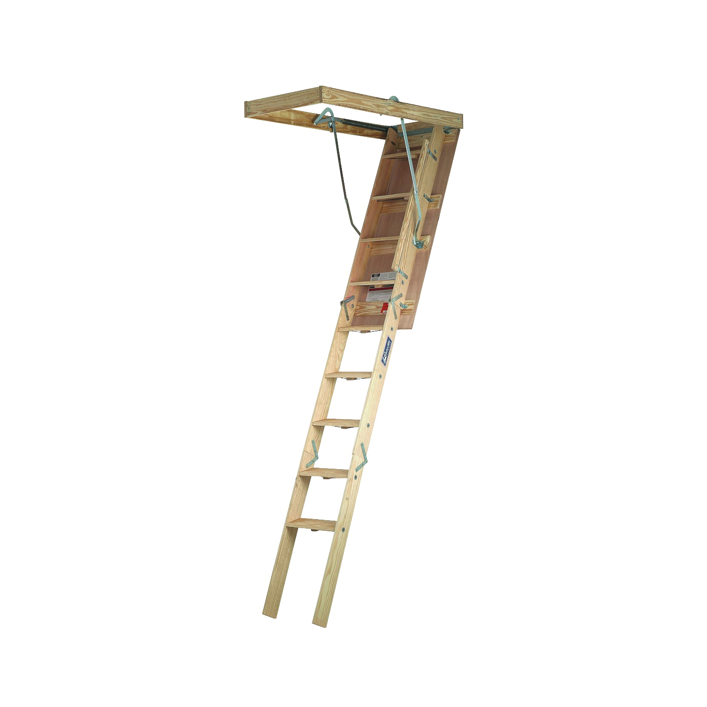 Premium Series L254P Attic Ladder, 8 ft 9 in to 10 ft H Ceiling, 25-1/2 x 54 in Ceiling Opening, 11-Step