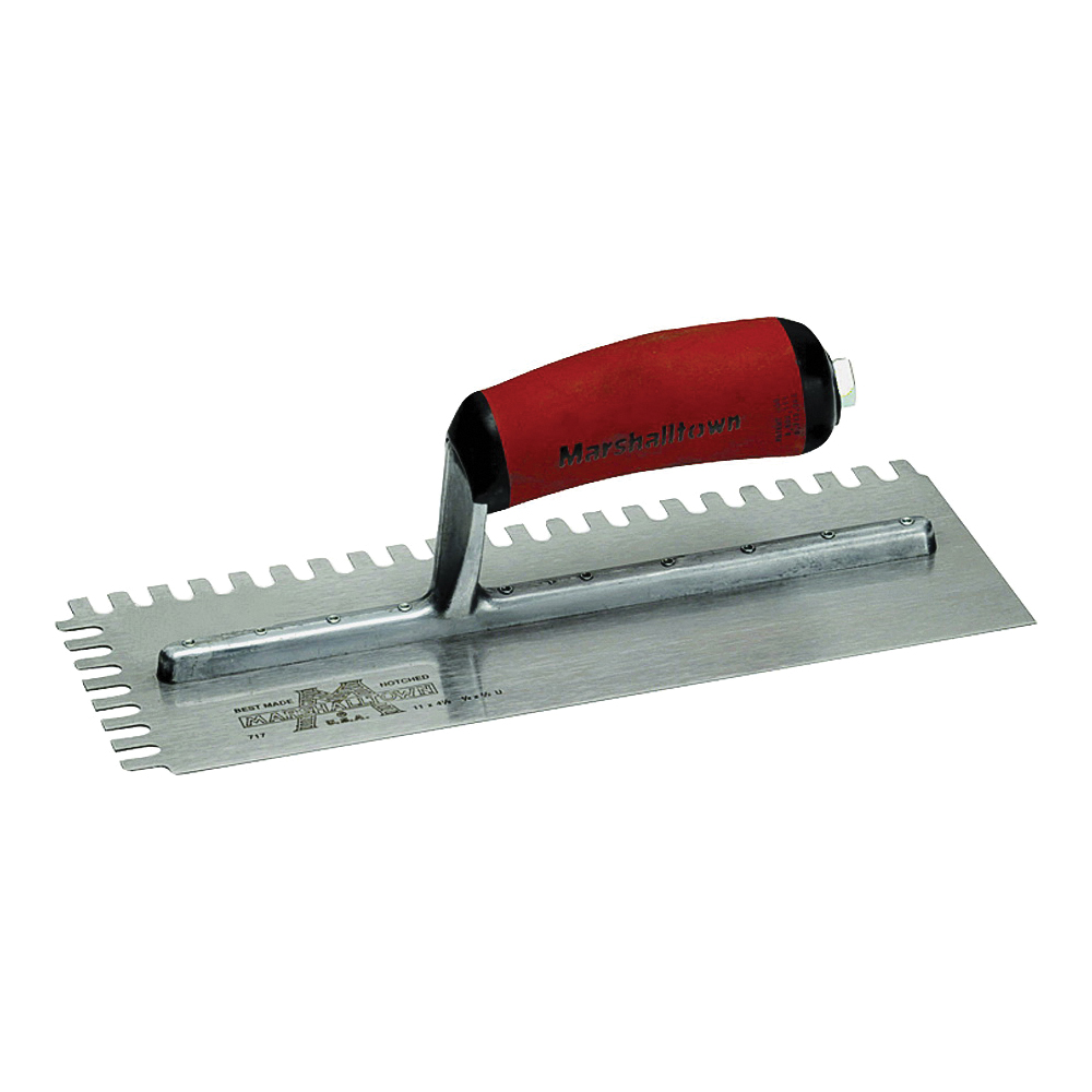 716SD Trowel, 1/4 in W x 3/8 in D Notch, 11 in L, 4-1/2 in W, U Notch, Curved Handle