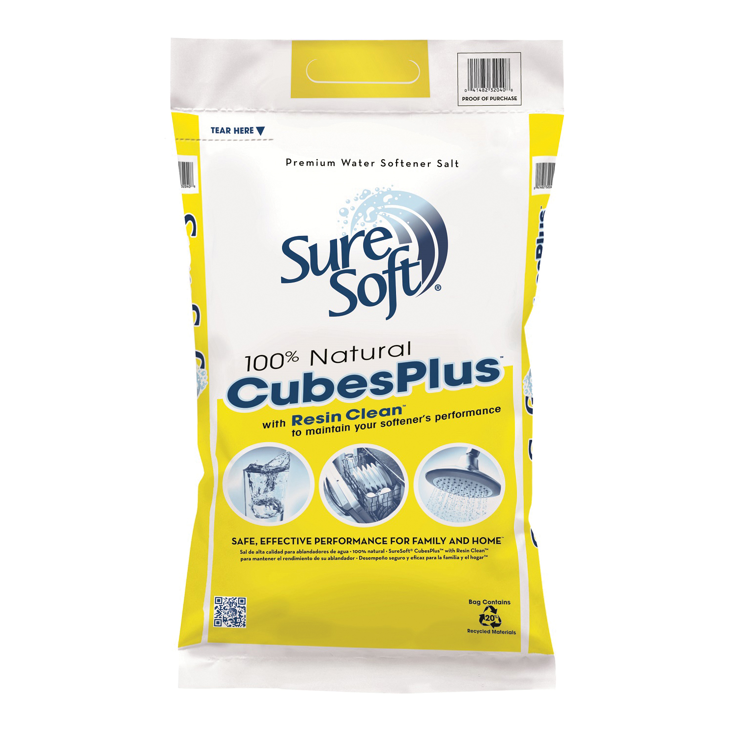 CubesPlus 32040 Water Softener Salt, 40 lb Bag, Cubes