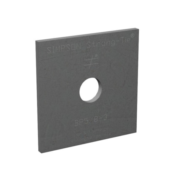 BP 5/8PC Bearing Plate, 2-1/2 in L x 2-1/2 In W x 1/4 in Thick Dimensions, Steel, Black