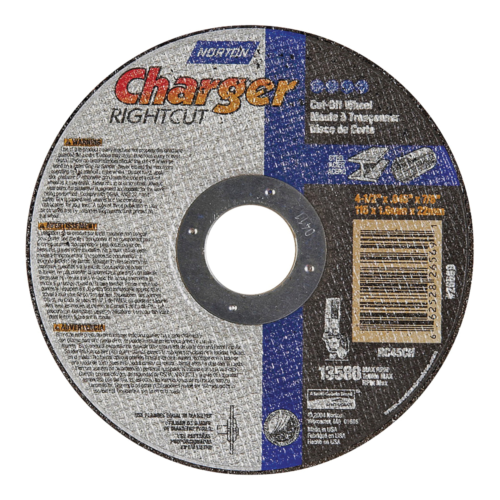 66252843208 Cut-Off Wheel, 4-1/2 in Dia, 0.045 in Thick, 7/8 in Arbor, 36 Grit, Coarse, Aluminum Oxide Abrasive