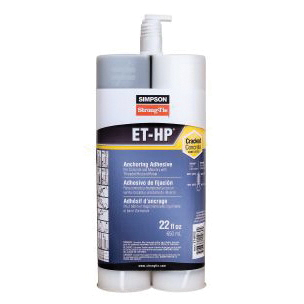 Simpson Strong-Tie ET-HP ET-HP22 Epoxy Adhesive, White/Black, Liquid/Paste, 22 oz Dual Cartridge