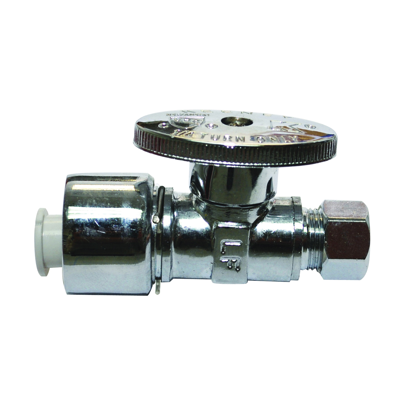 PP2068POLFBG Stop Valve, 5/8 x 3/8 in Connection, Compression, 125 psi Pressure, Brass Body