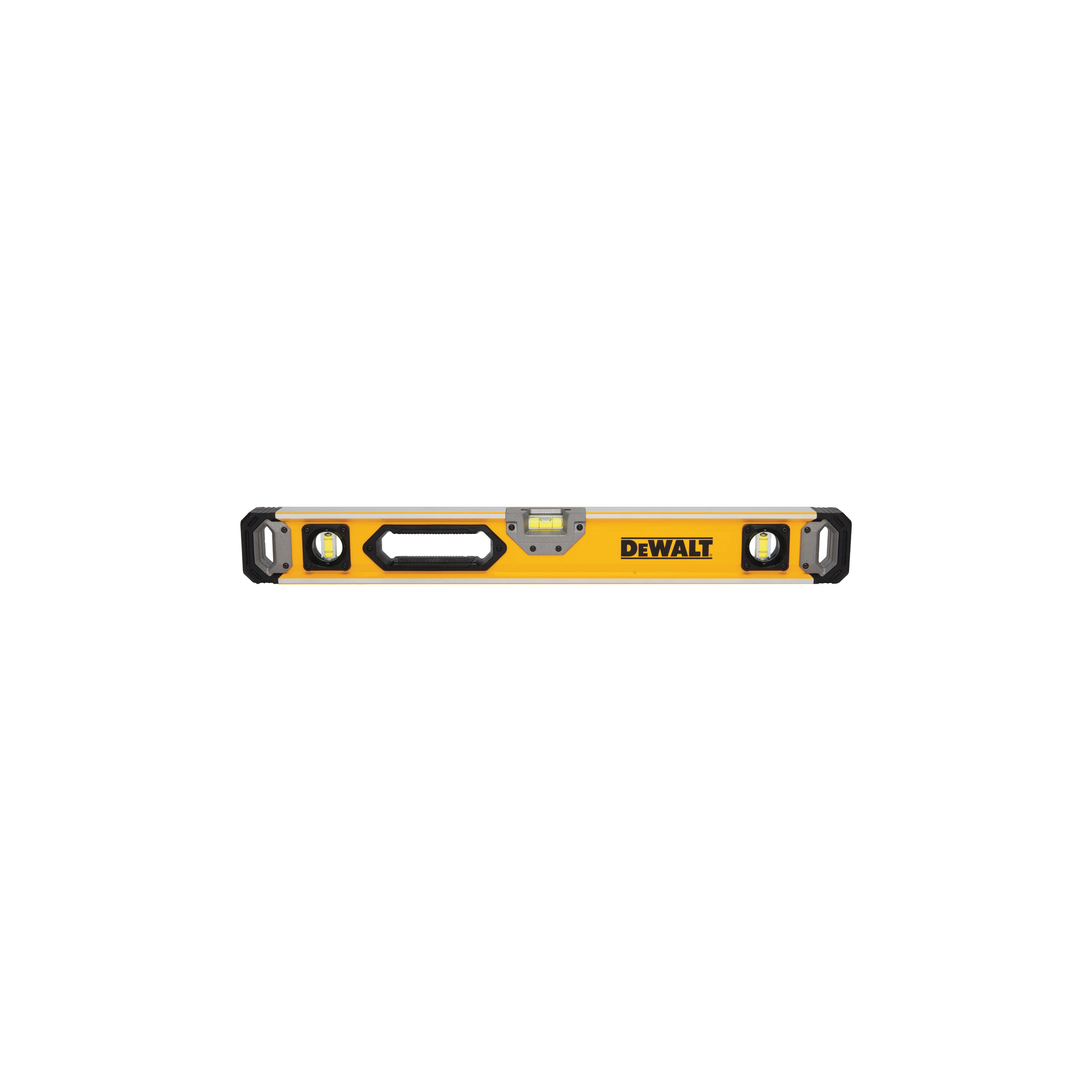 DWHT43025 Box Beam Level, 24 in L, 3-Vial, 1-Hang Hole, Magnetic, Aluminum, Black/Yellow